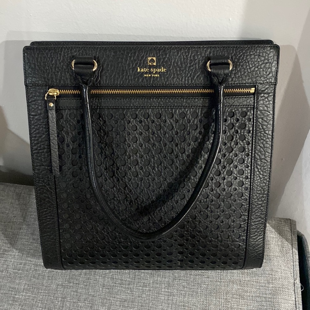 Kate Spade Lynne large black shoulder/tote purse with gold detail